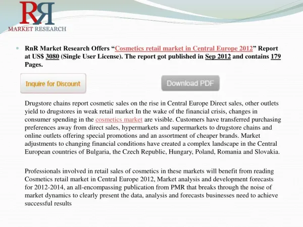 Cosmetic Products Retail Market in Central Europe 2012 - RnR