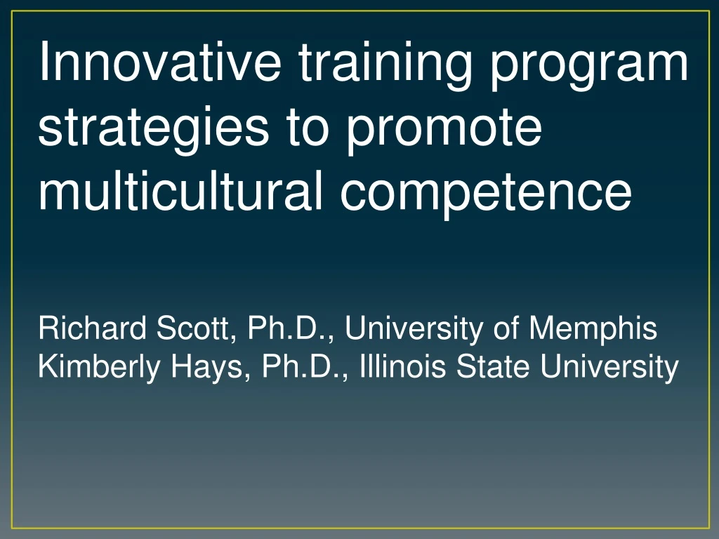 innovative training program strategies to promote