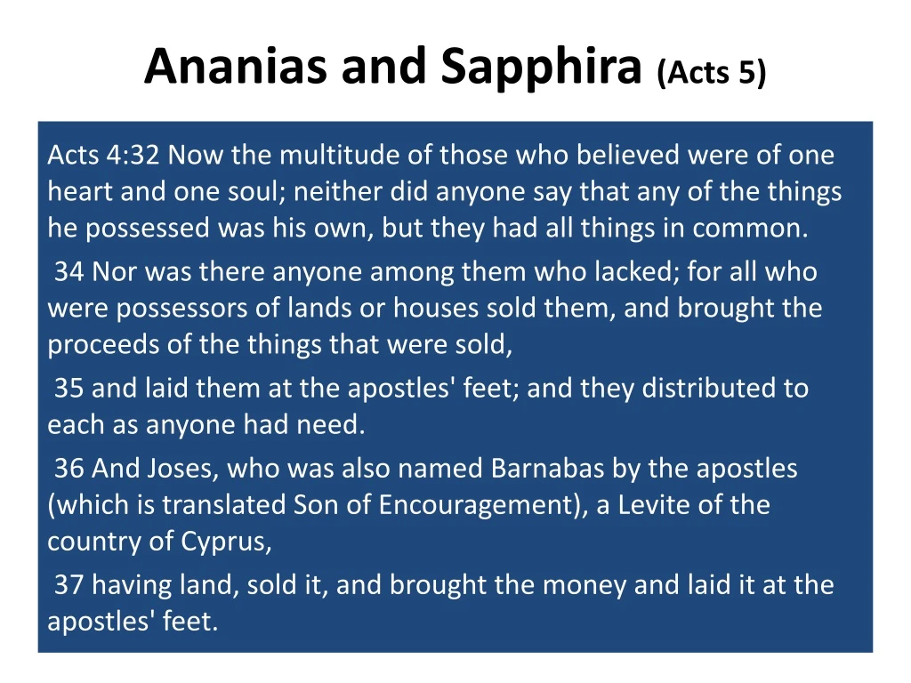 ananias and sapphira acts 5