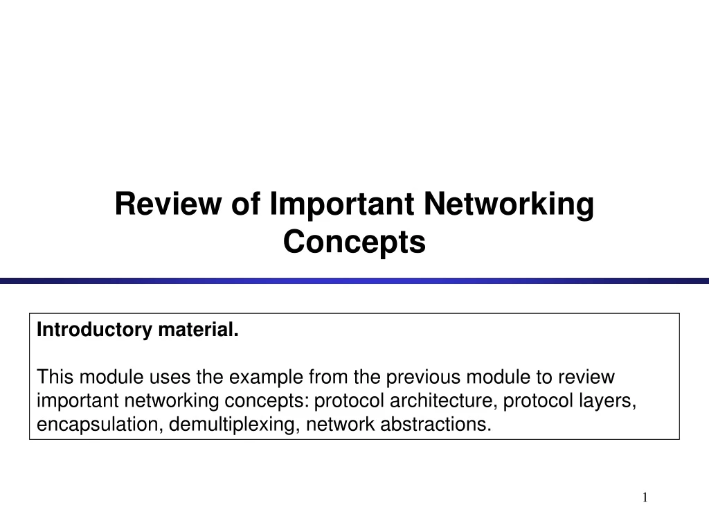 review of important networking concepts