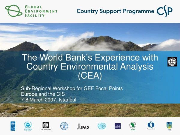 The World Bank’s Experience with Country Environmental Analysis (CEA)