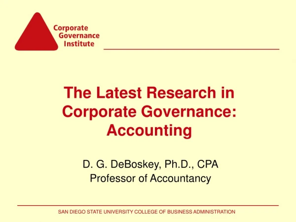 The Latest Research in Corporate Governance: Accounting