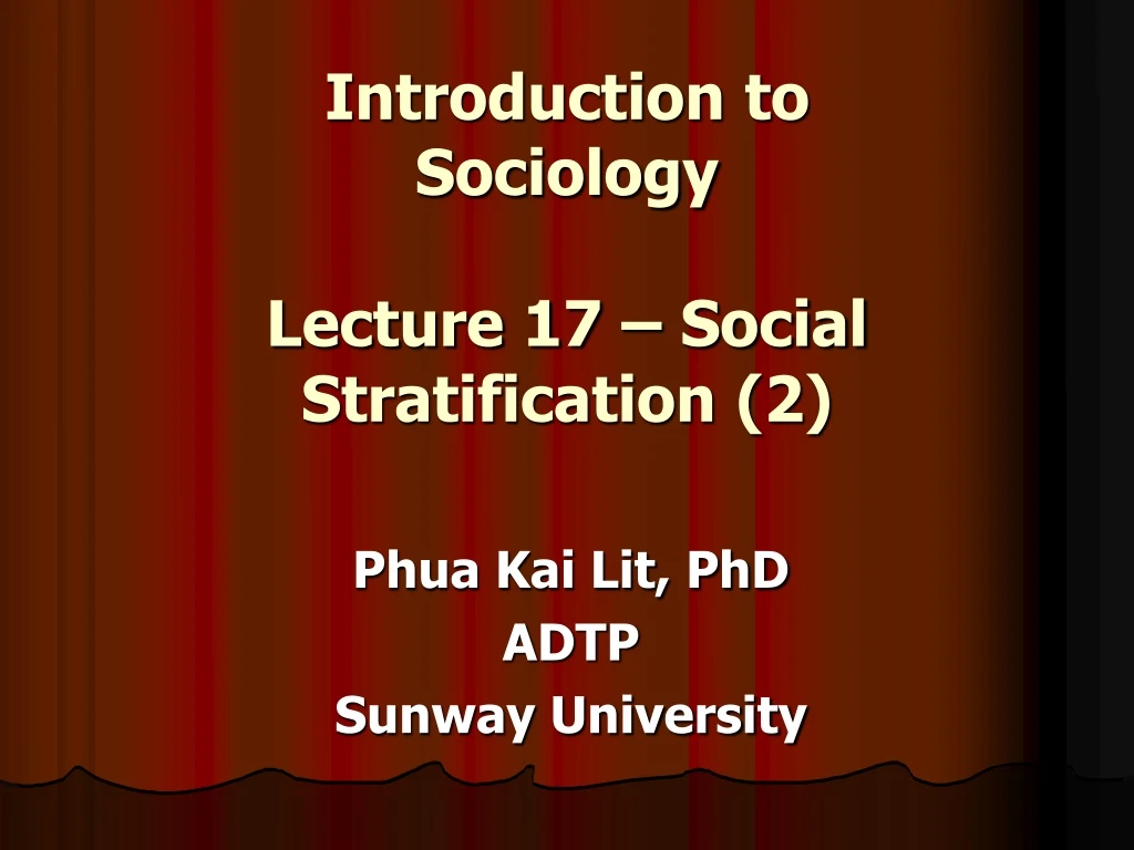 introduction to sociology lecture 17 social stratification 2