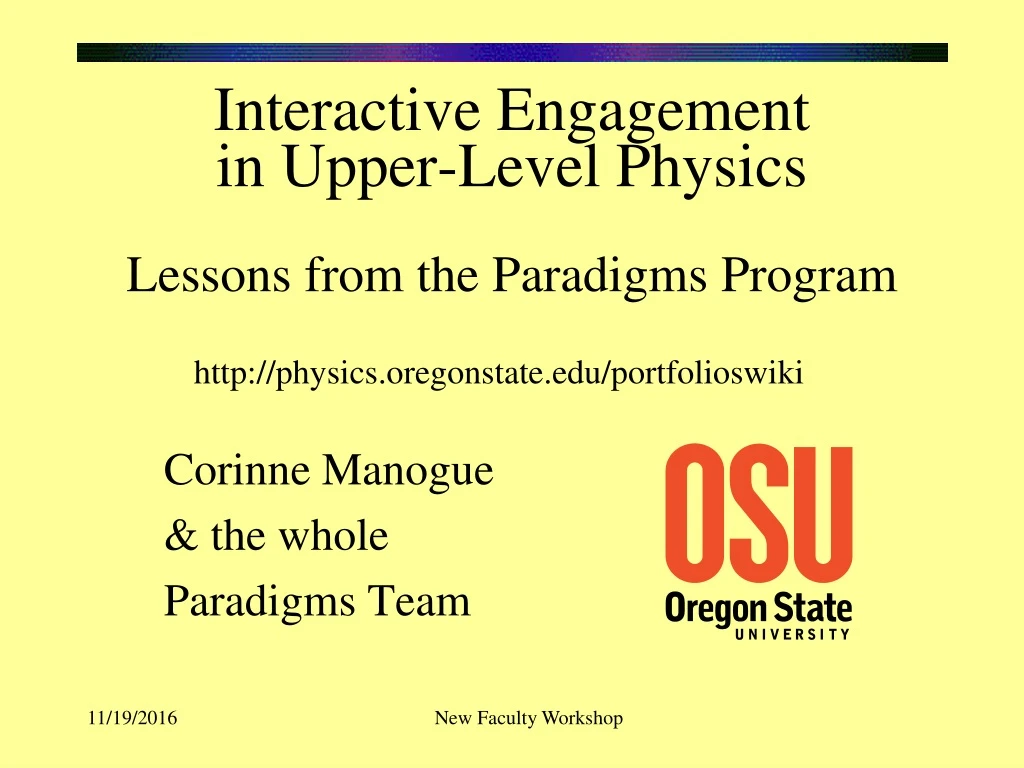 interactive engagement in upper level physics lessons from the paradigms program