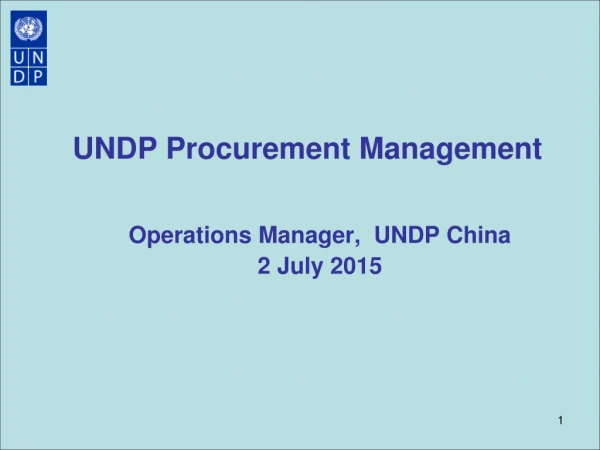 UNDP Procurement Management