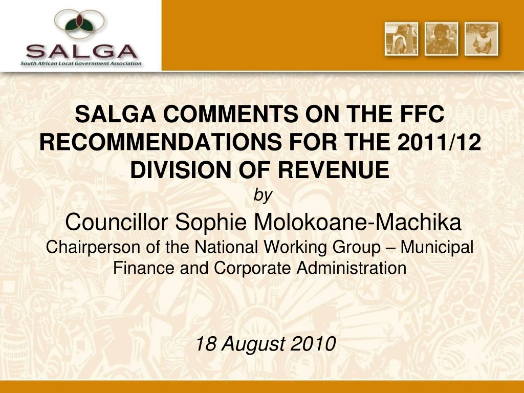 salga comments on the ffc recommendations