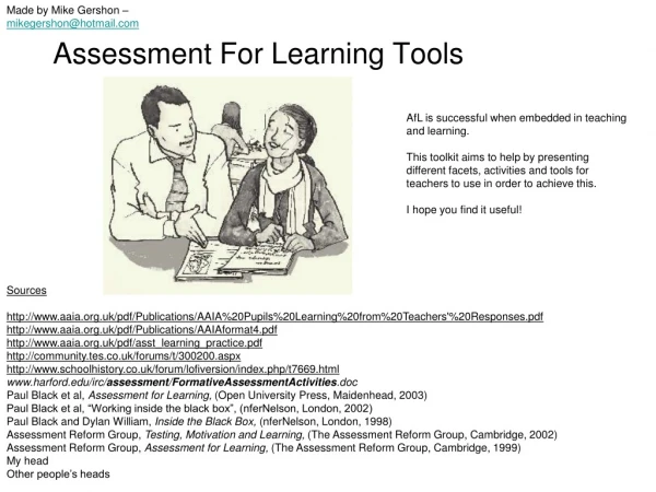 Assessment For Learning Tools