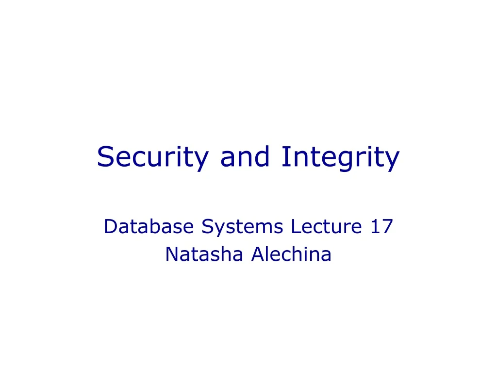 security and integrity