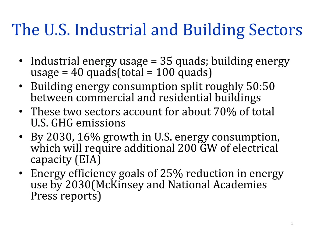 the u s industrial and building sectors