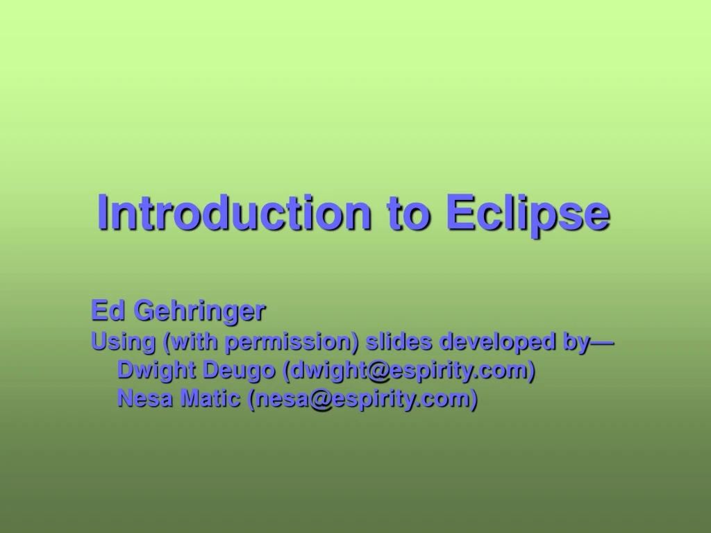 introduction to eclipse