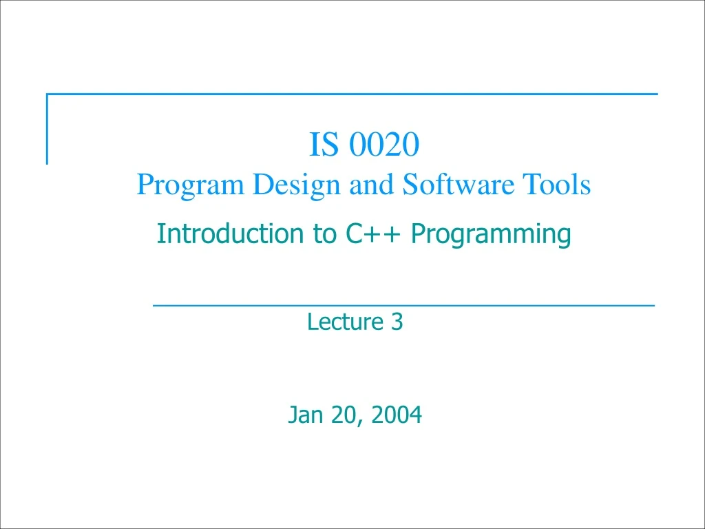 is 0020 program design and software tools introduction to c programming