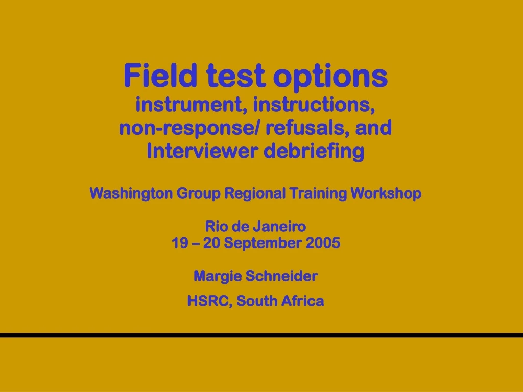 field test options instrument instructions