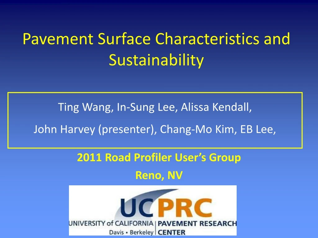 pavement surface characteristics and sustainability