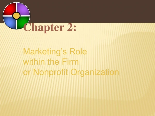 Chapter 2: Marketing’s Role  within the Firm  or Nonprofit Organization