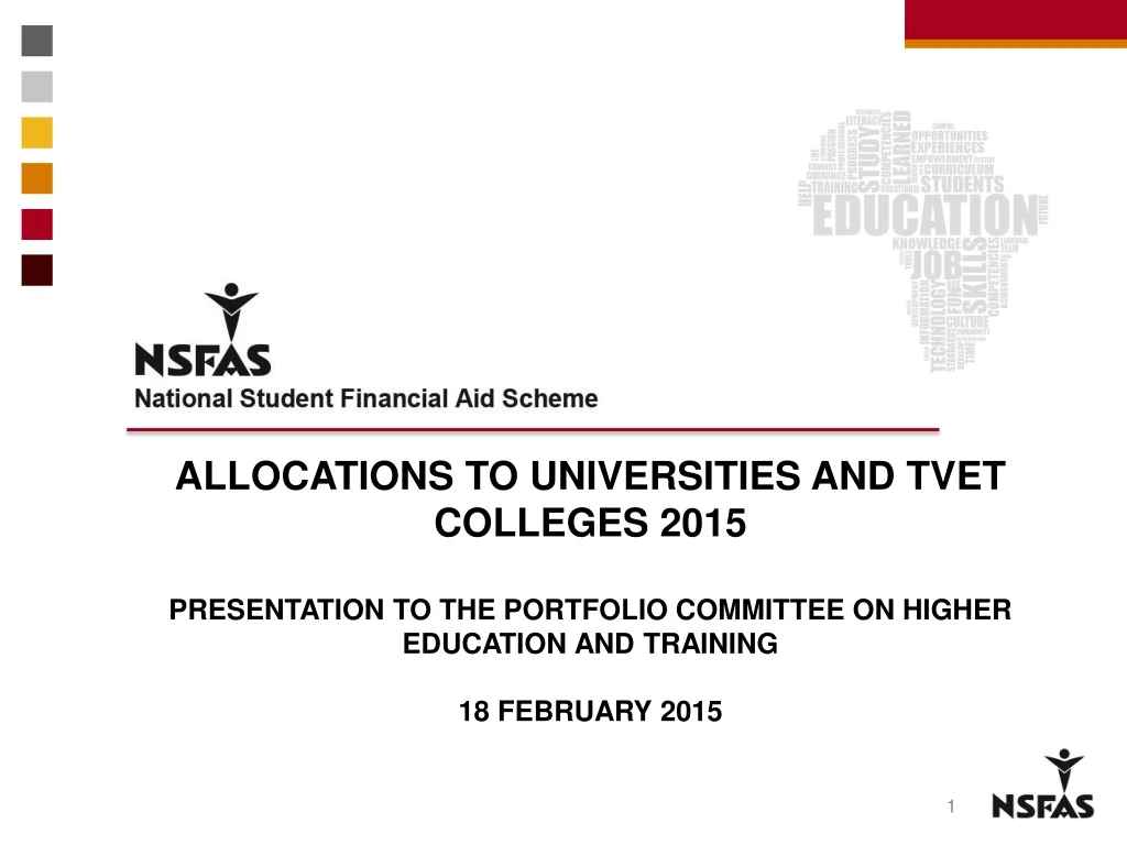 allocations to universities and tvet colleges