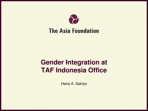 Gender Integration at  TAF Indonesia Office