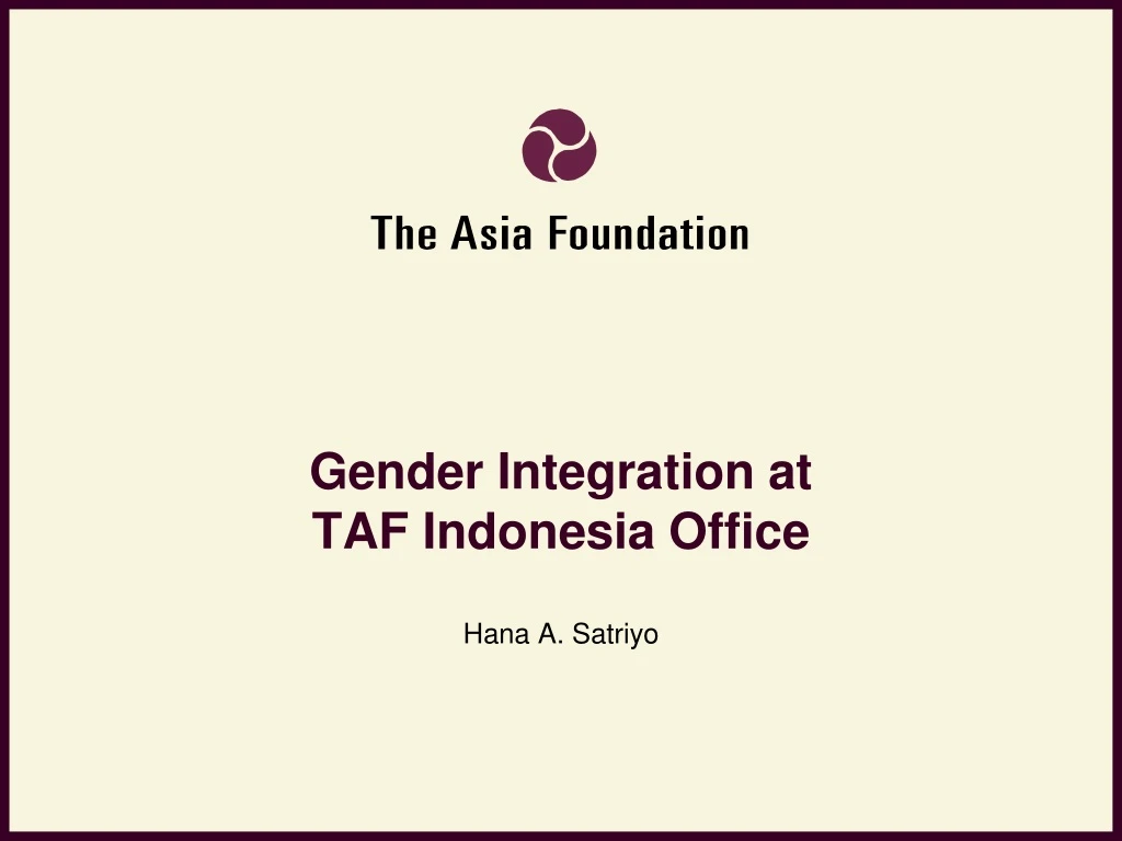 gender integration at taf indonesia office