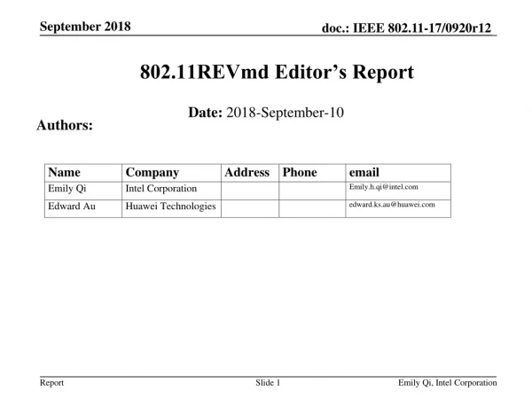 802.11REVmd Editor’s Report
