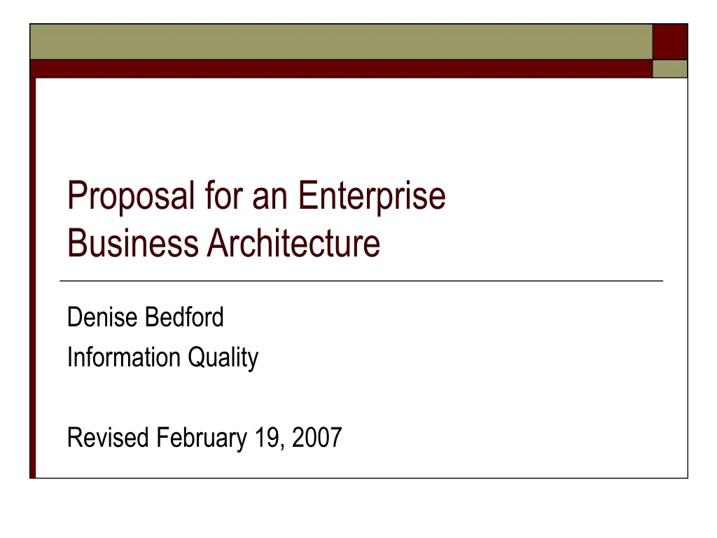 proposal for an enterprise business architecture