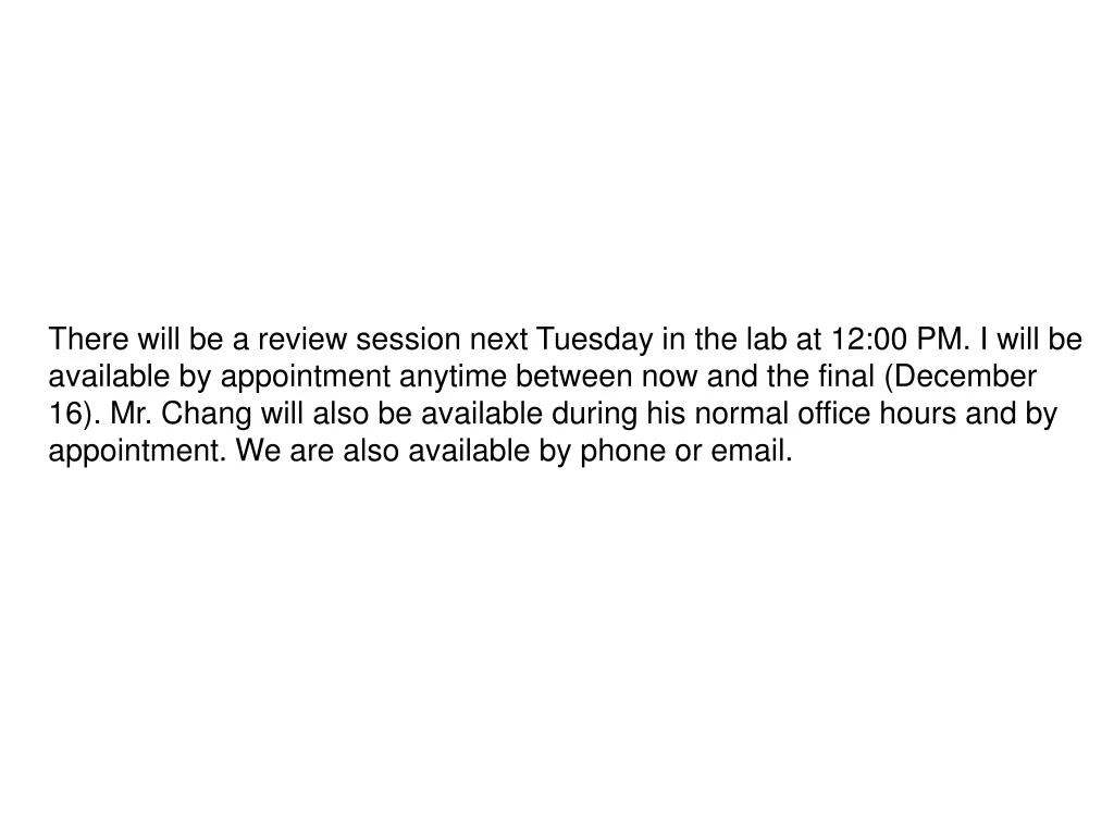 there will be a review session next tuesday