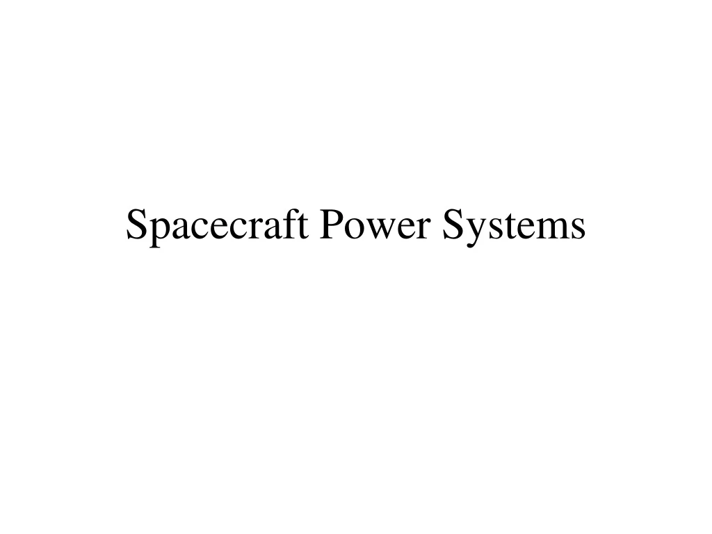 spacecraft power systems