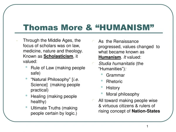 Thomas More &amp; “HUMANISM”