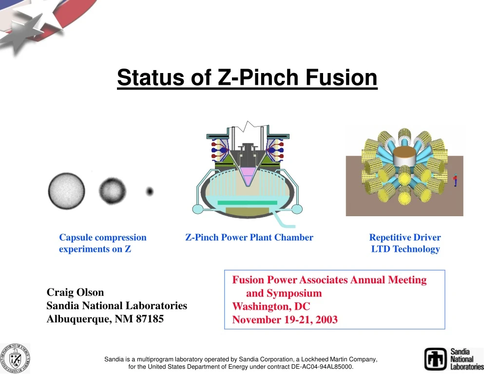 status of z pinch fusion