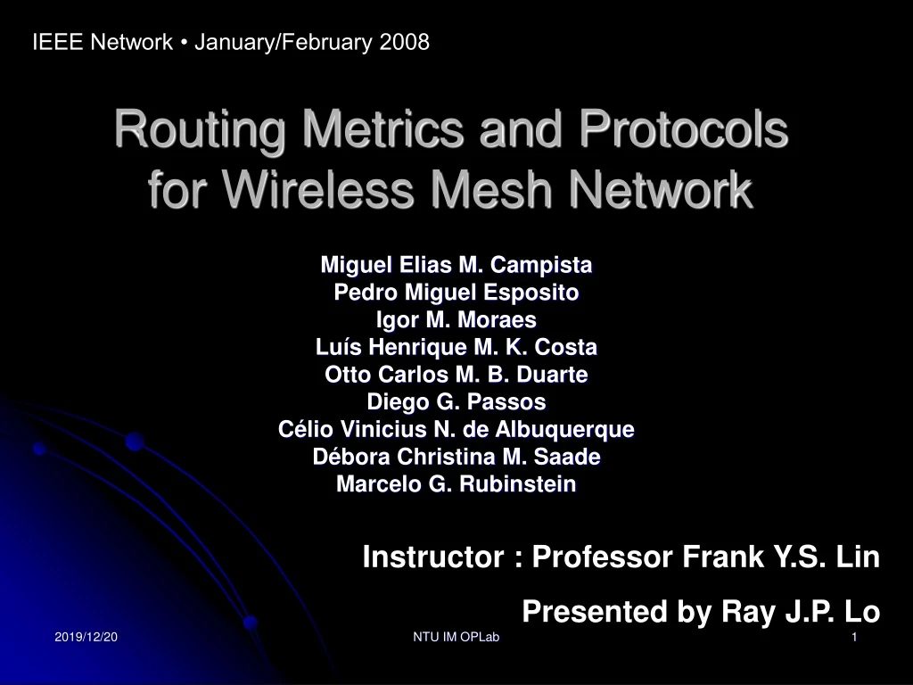 routing metrics and protocols for wireless mesh network