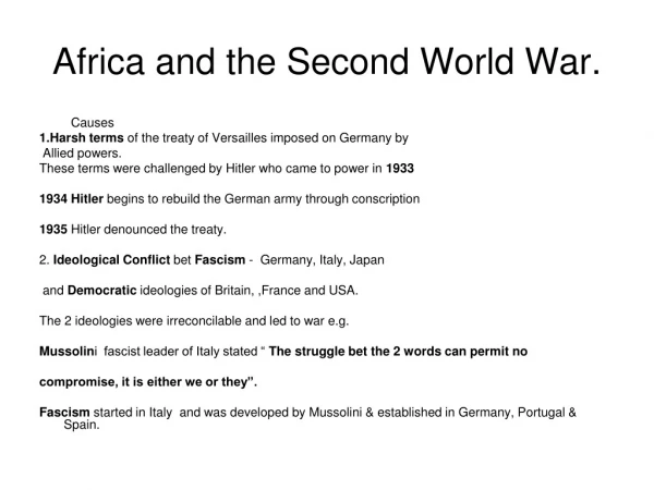 Africa and the Second World War.