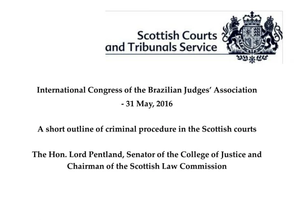 International Congress of the Brazilian Judges’ Association - 31 May, 2016