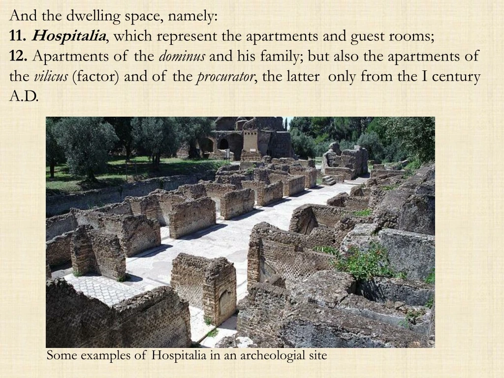 and the dwelling space namely 11 hospitalia which