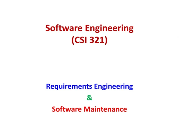 Software Engineering  (CSI 321)