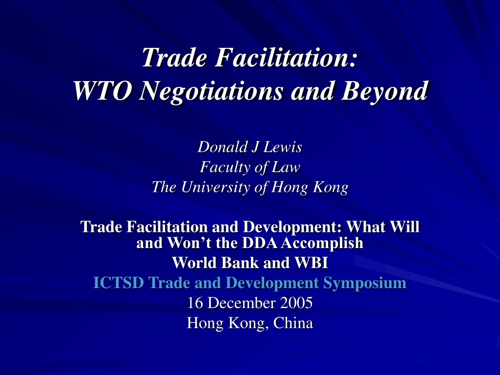 trade facilitation wto negotiations and beyond