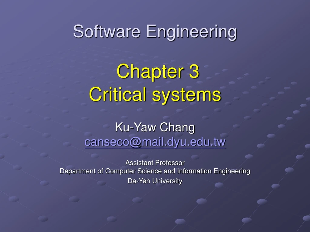 software engineering chapter 3 critical systems