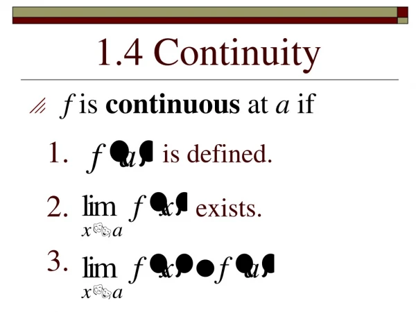 1.4 Continuity