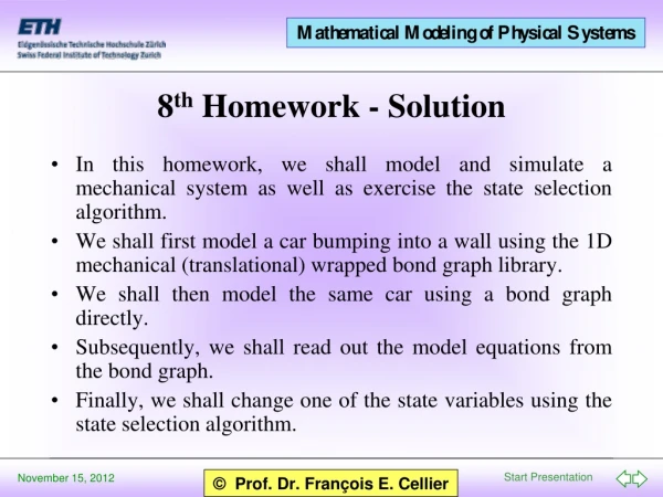 8 th  Homework - Solution