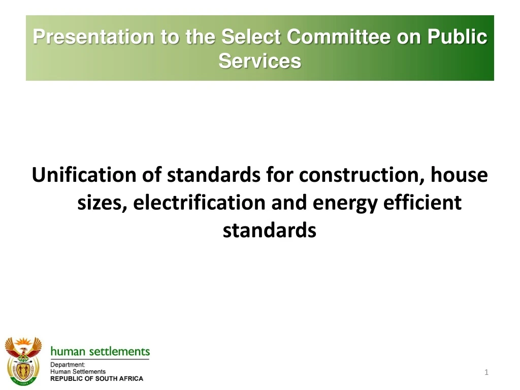 presentation to the select committee on public services