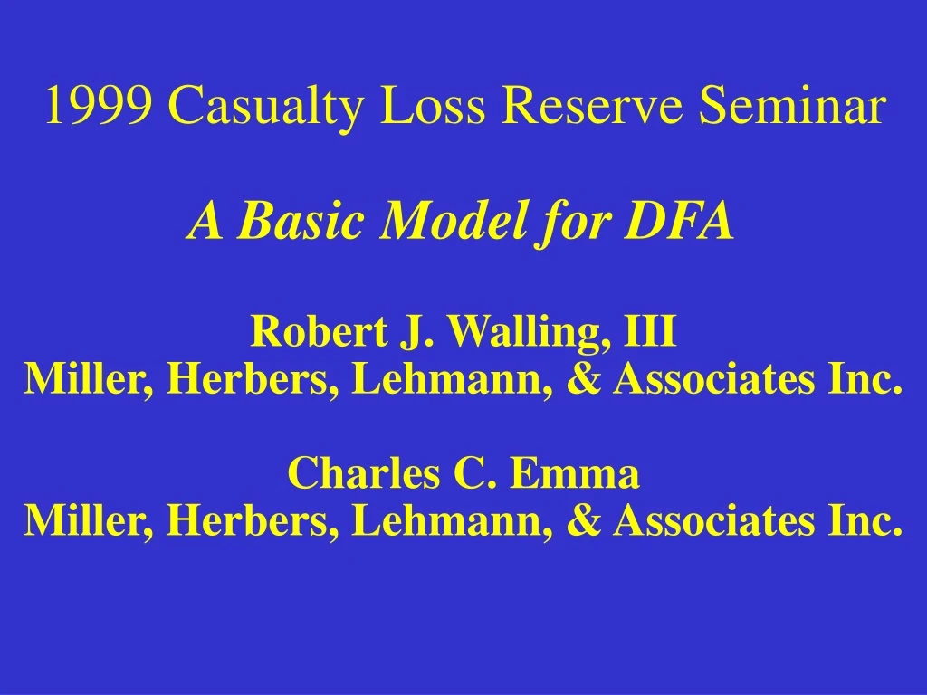 1999 casualty loss reserve seminar a basic model