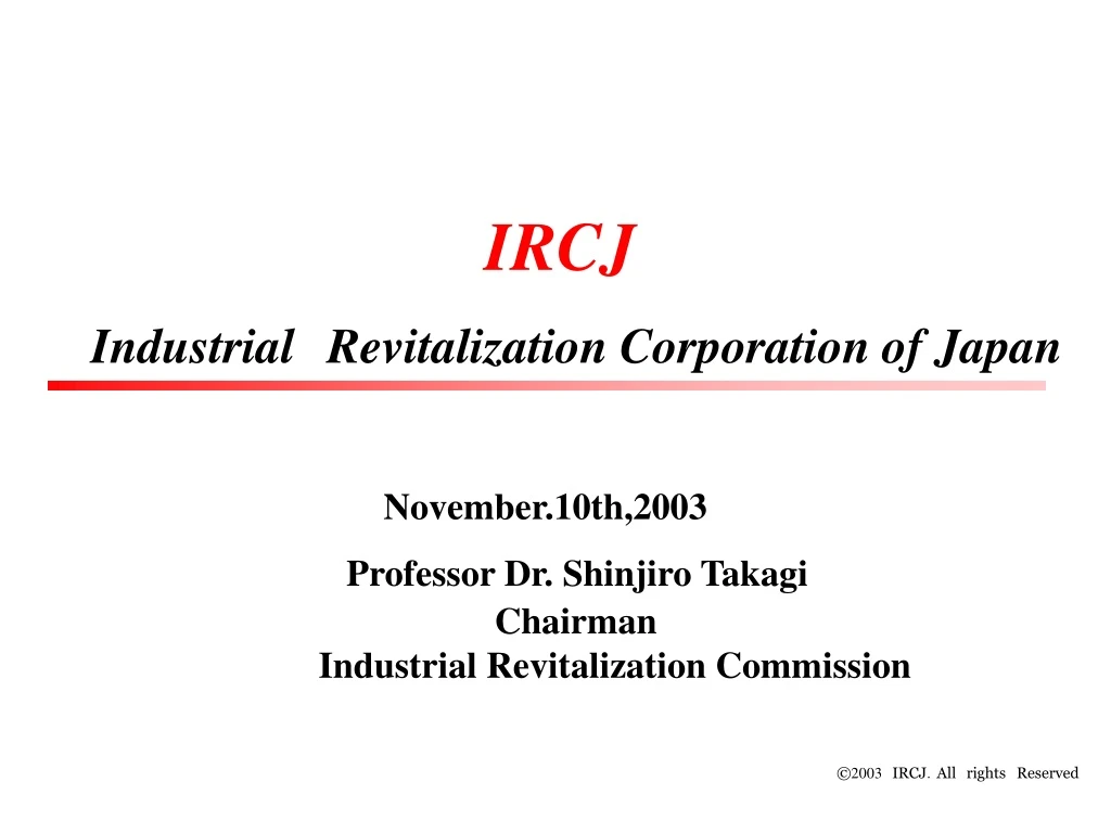 ircj industrial revitalization corporation