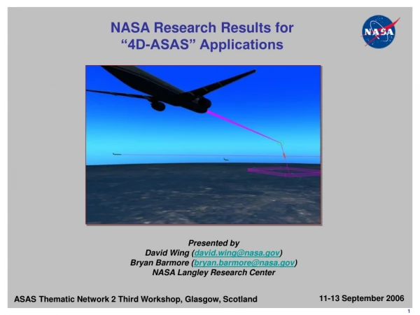 NASA Research Results for “4D-ASAS” Applications