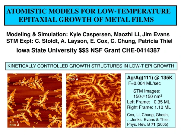 ATOMISTIC MODELS FOR LOW-TEMPERATURE         EPITAXIAL GROWTH OF METAL FILMS