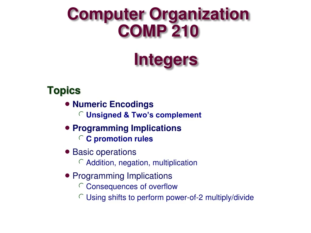 computer organization comp 210