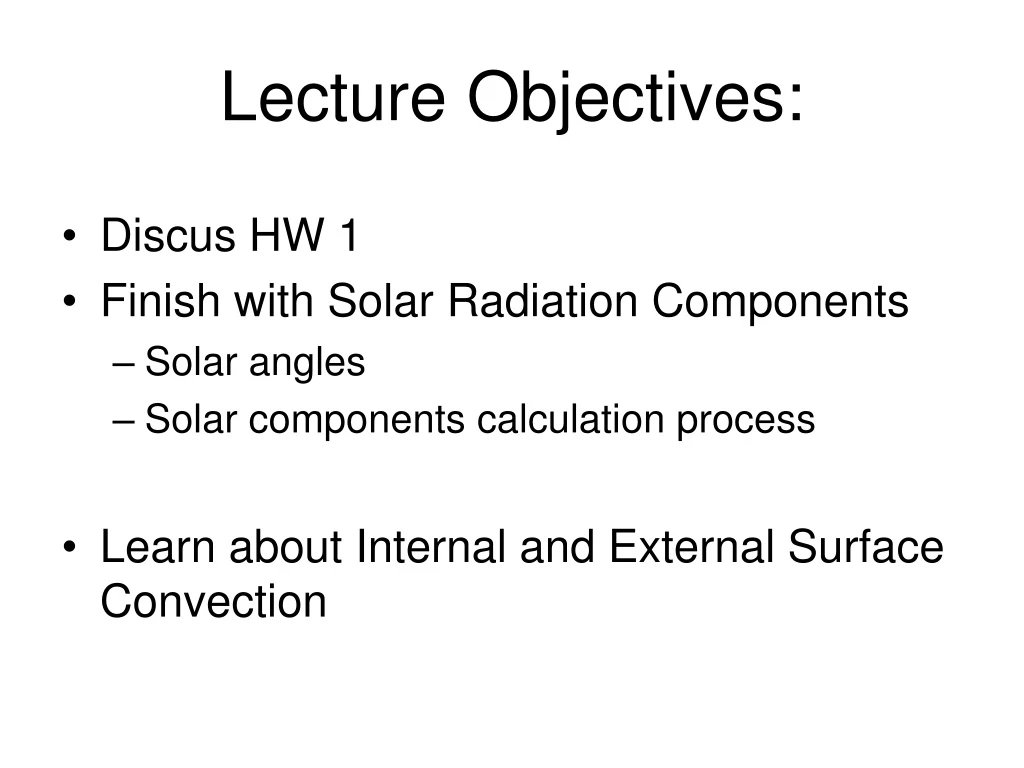 lecture objectives