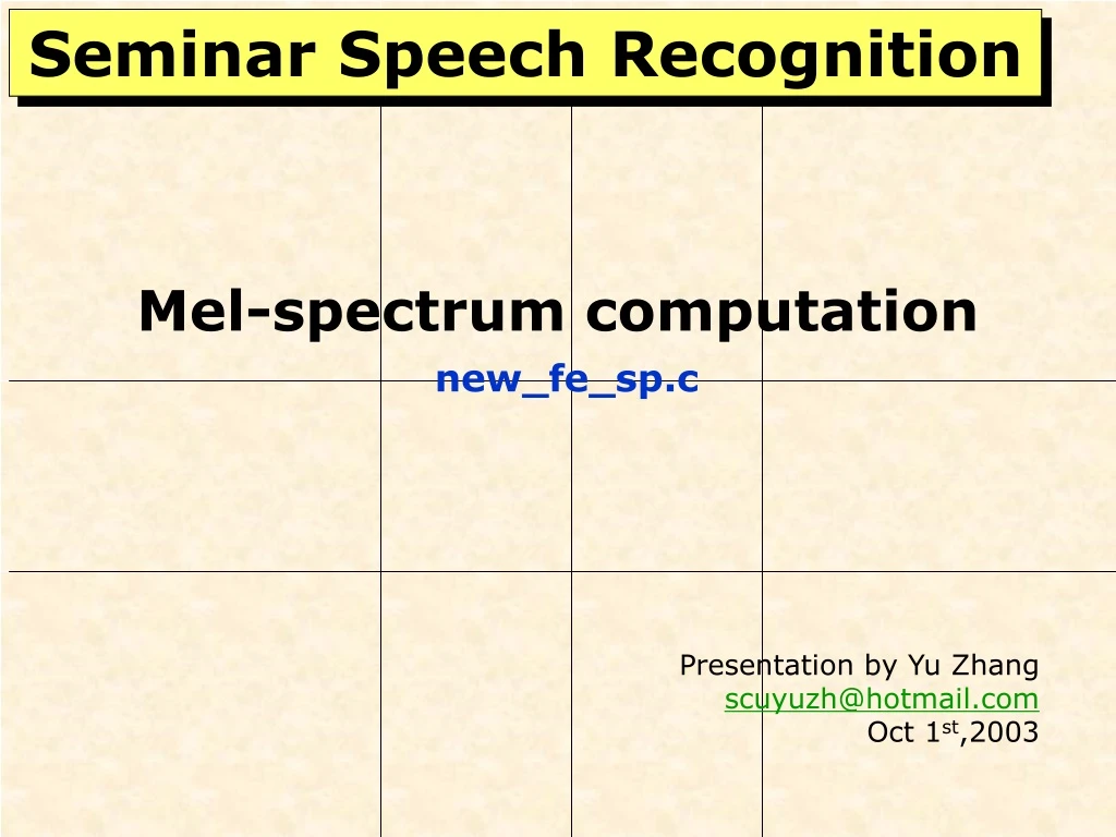 seminar speech recognition