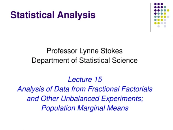 Statistical Analysis