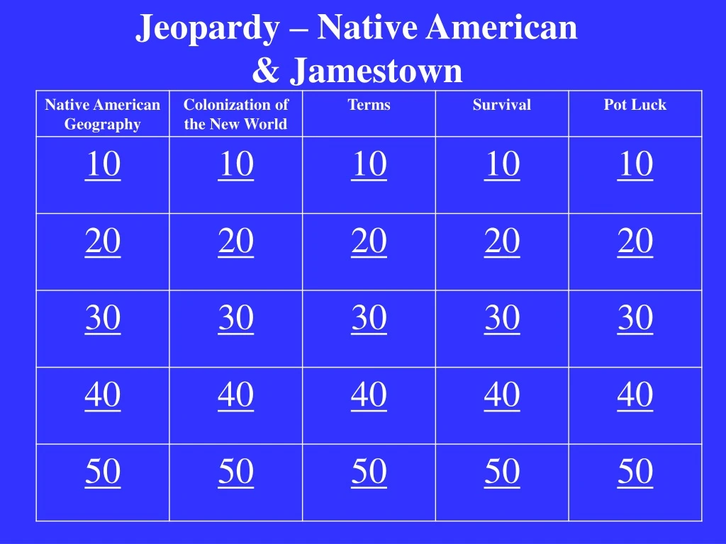 jeopardy native american jamestown