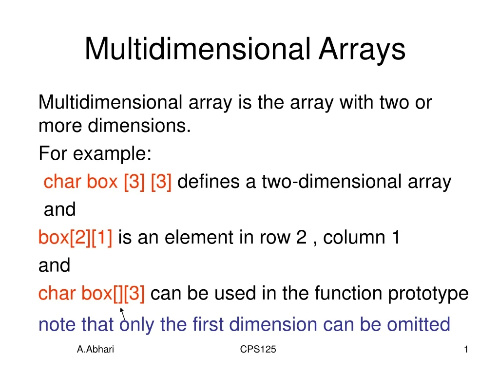 multidimensional arrays