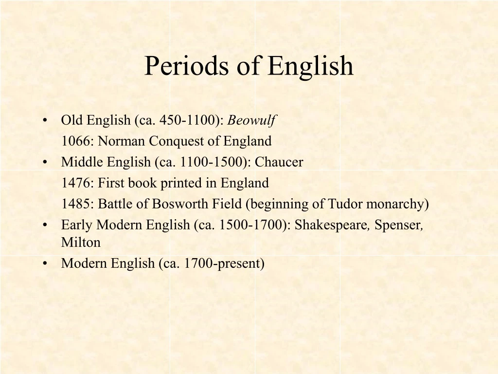 periods of english