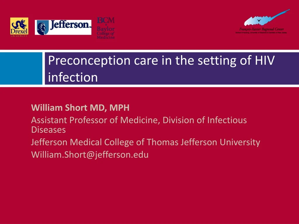 preconception care in the setting of hiv infection
