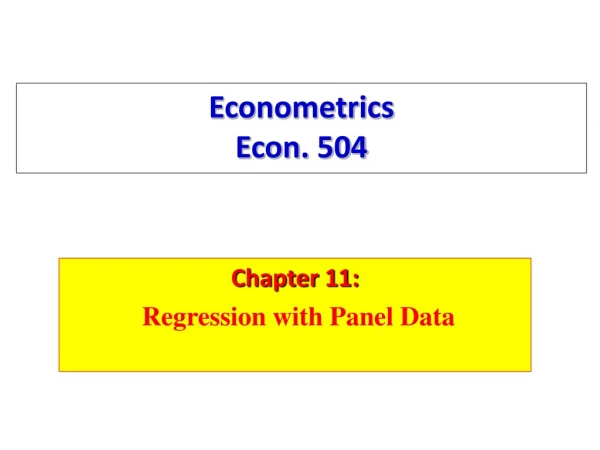 Econometrics Econ. 504